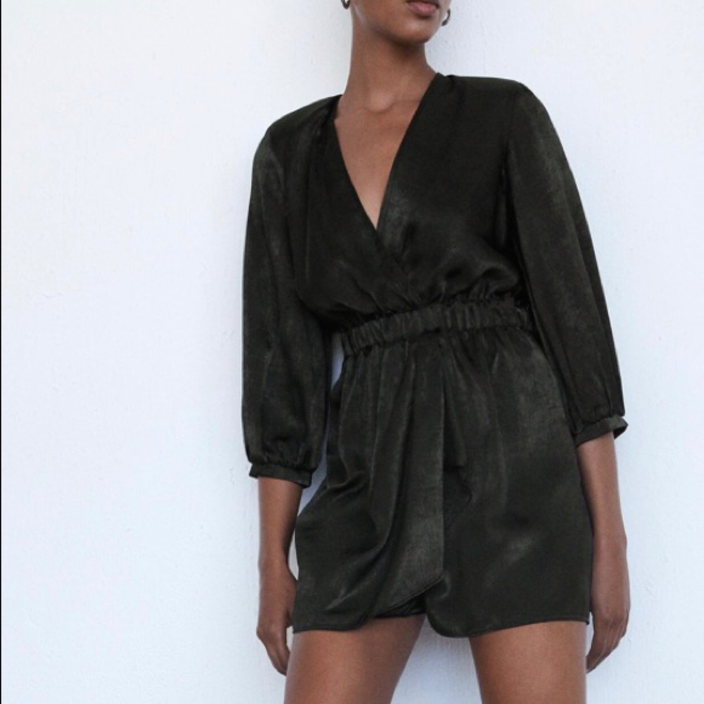 ZARA black dress/romper, silk effect